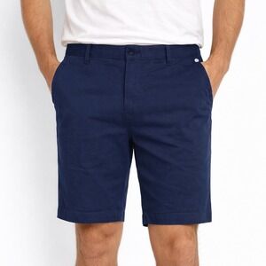 Adidas Men's Twill Shorts Flat Front Stretch Waist Navy 36